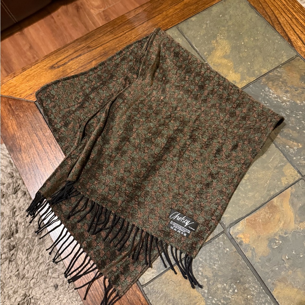 Brown and Green Square Patch Scarf